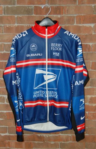 Rare Mens Large Nike Usps Full Zip Long Sleeve Cycling Jersey Made Italy
