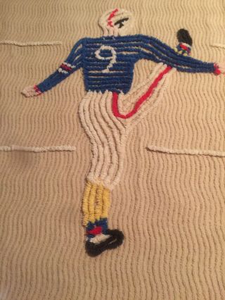 Rare Vintage Football Player Chenille Bedspread 2