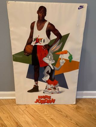 Vintage Hare Jordan Space Jam Nike Poster 1992 Large Rare 23x35 In Shrink Wrap