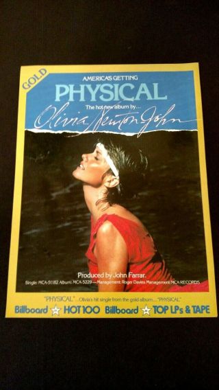 Olivia Newton - John " Physical " Rare Print Promo Poster Ad
