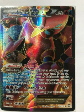 Volcanion Ex Full Art Ultra Rare 107/114 Xy Steam Siege Pokemon Card Holo Nm