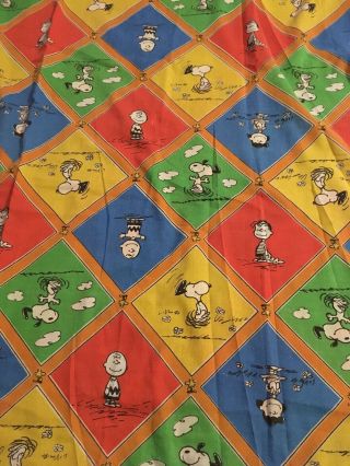 Vintage Rare Peanuts Charlie Brown Lucy Linus Snoopy Twin Flat Sheet Muslim Guc