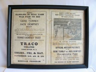 Rare Dempsey - Tunney Fight Advertising For Movie Replay Soldier 