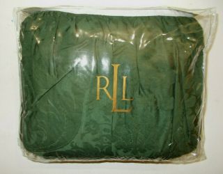 Rare Ralph Lauren Rutherford Park Green Jaquard King Bed Skirt