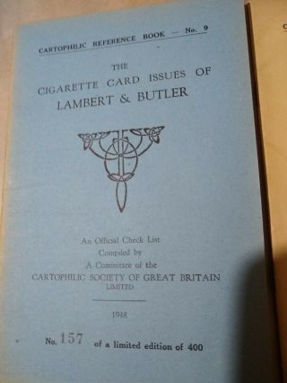 2 RARE 1948 Cartophilic CARD Ref.  Books No 9 11 lambert butler W.  D.  & H.  O.  WILLS 2