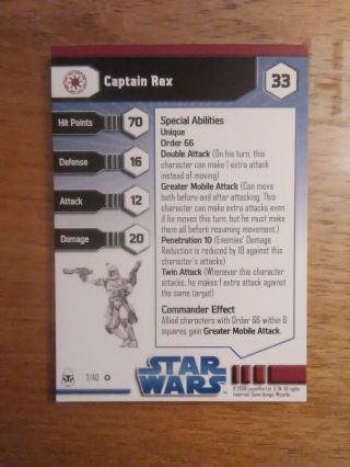 Star Wars Miniatures Clone Wars Very Rare 7 Captain Rex