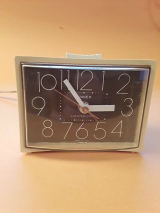 Vintage Timex Alarm Clock Model 7437 - 4 Electric W/snooze Rare Brown Face Usa