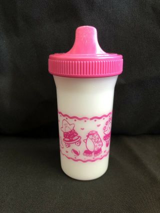Rare Vintage Playtex Toddler Plastic Baby Training Sippy Cup Pink Tall 1995
