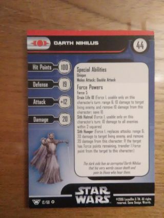 Star Wars Miniatures Champions Of The Force Very Rare 12 Darth Nihilus