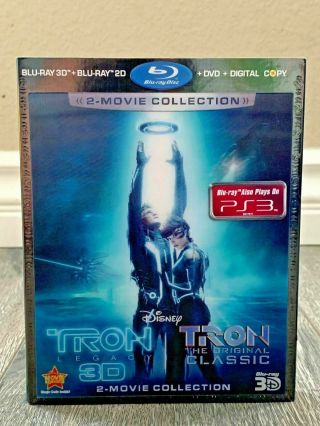Tron: Legacy 3d & Tron (3d,  Blu - Ray,  Dvd) Oop W/ Rare Lenticular Slipcover