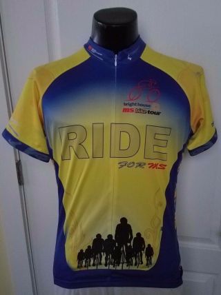 Primal Wear Ms Bik Tour 2007 Riding For A Cure Cycling Jersey Large 3/4 Zip Rare