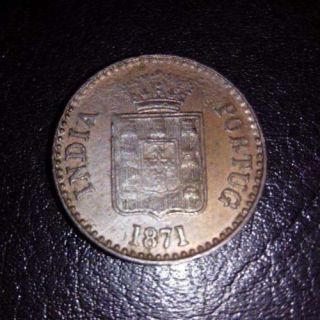 10 Reis 1871 India D.  Luis I Portugal Rare
