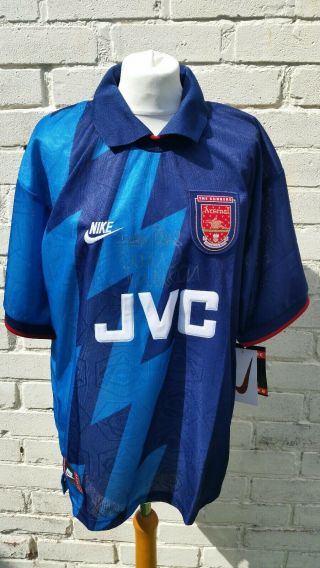 Rare Nike Arsenal Signed Paul Merson Football Shirt 1995 - 96 Size Large Bnwt