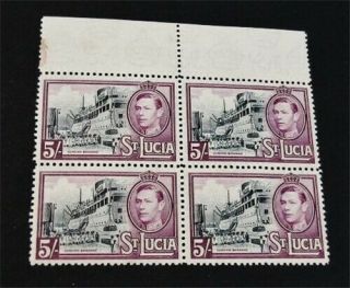 Nystamps British St.  Lucia Stamp 124 Og Nh $62 Rare Block