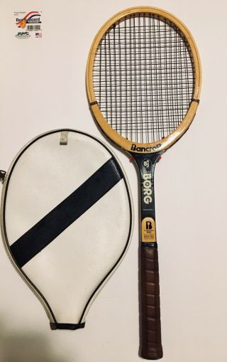 Rare Vintage Bjorn Borg Wooden Tennis Racquet Bancroft Wimbledon US Open 3