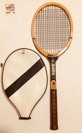 Rare Vintage Bjorn Borg Wooden Tennis Racquet Bancroft Wimbledon US Open 4