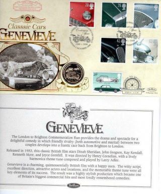 Benham Genevieve Classic Cars Fdc With Rare Iom 1996 Brilliant Unc.  £2 Coin F2