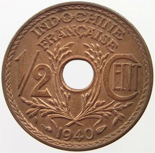 Indochina 1/2 Cent 1940 Rare Oh 435