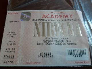 Nirvana - Brixton Academy 4th April 1994 - Very Rare Ticket 02770