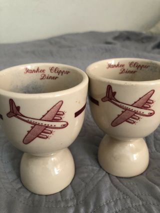 Vintage Egg Cups - Yankee Clipper Diner - Set Of Two Retro Airplane Design RARE 3