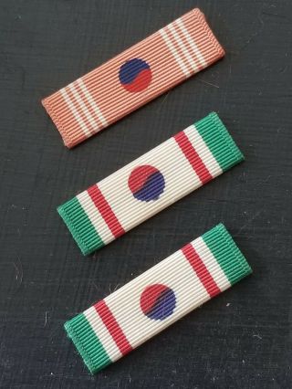 Wwii Us Army Navy Marine Korean Order Of Merit Ulchi Ribbon Bar Set Rare