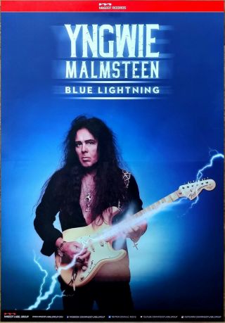 Yngwie Malmsteen Blue Lightning 2019 Ltd Ed Huge Rare Poster,  Rock Poster
