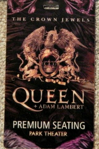 Queen W/ Adam Lambert Park Vegas Sept 2018 Orig 3 - D Lenticular Credential Rare