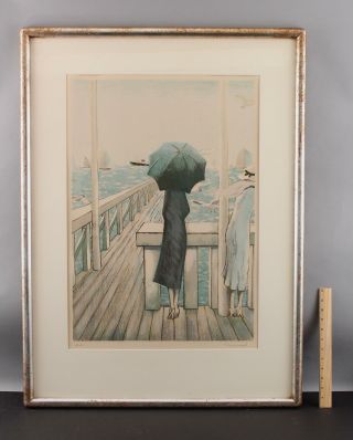 Rare Jean Pierre Cassigneul Artist Proof Lithograph Woman With Umbrella