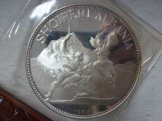 1968 Albania 25 Leke 2.  7oz Silver Proof Coin Huge 60mm In Sleeve Rare