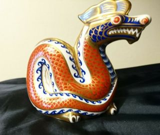 Rare Vintage Royal Crown Derby Dragon Paperweight With Silver Plug