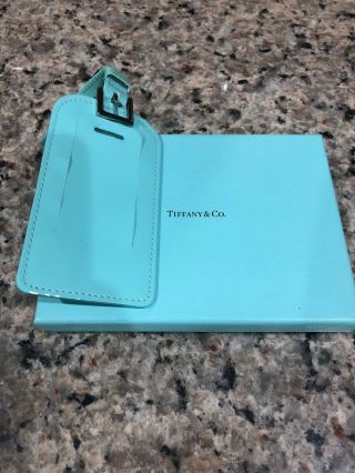 Tiffany & Co.  Luggage Signature Blue Patent Leather Luggage Tag Rare
