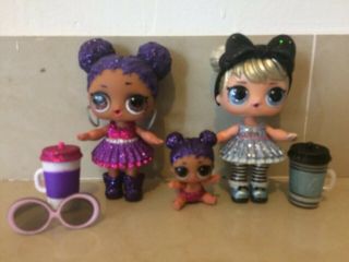 Lol Surprise Dolls 2016 (ultra Rare) Purple Queen & Lil Purple Queen,  Pre - Owned