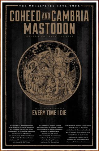 Coheed & Cambria | Mastodon | Etid Unheavenly Skye Tour 2019 Ltd Ed Rare Poster