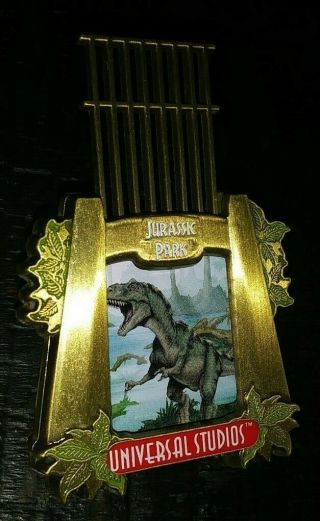 Universal Studios Jurassic Park T - Rex Cage Hinged Collectible Pin Rare Authentic