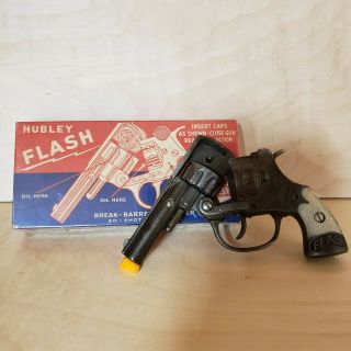 RARE HUBLEY ' FLASH ' CAP GUN w/ BOX break barrel revolv type 1930/40 ' s 5