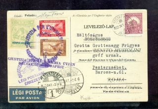 Hungary 1932 Rare Pilot Signed Justice For Hungary Flight Card