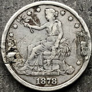 1878 S Trade Dollar $1 Silver Very Rare Better Grade Vf Details 16223