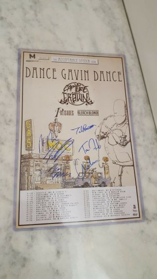 Dance Gavin Dance Acceptance Speech Tour Signed Poster Rare With