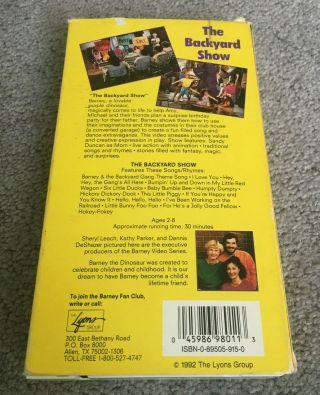 The Backyard Show - Barney the Dinosaur & Friends Rare VHS Tape Sing Along 4