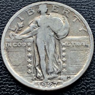 1927 S Standing Liberty Quarter 25c San Francisco Better Grade Rare 18938