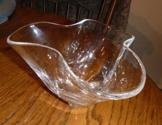 Rare Steuben Glass Trefoil Bowl Signed Mid - Century Modern
