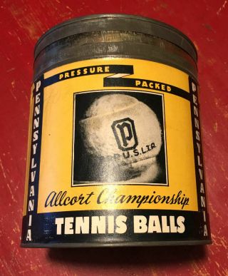 Ultra Rare One Dozen Pennsylvania Tennis Balls Tin Paper Label
