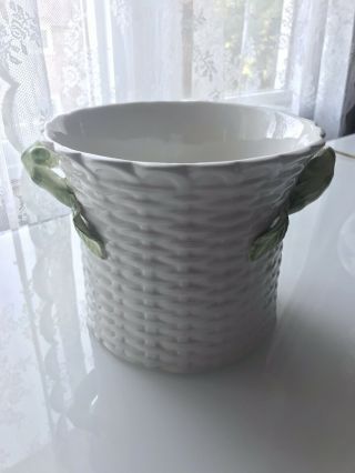 Rare Tiffany & Co.  Ceramic White Weave Planter Basket - Made In Italy