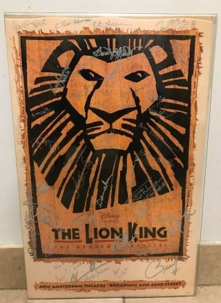 Disney The Lion King Broadway Cast Signed 14x22 Poster Great Cond Rare