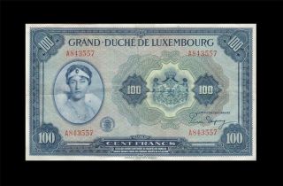 1944 Grand Duche De Luxembourg 100 Francs Rare " A " ( (vf,  /ef))