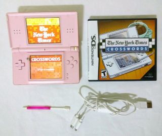 Nintendo Ds Lite Coral Pink Handheld System W/ Stylus Charger & Game Rare