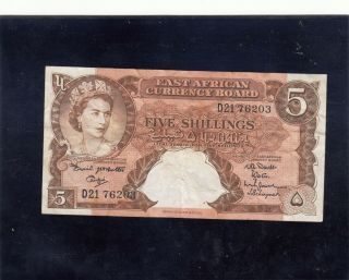 East Africa - East African Currency Board - 5 Five Shillings - Rare Elizabeth