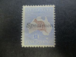 Kangaroo Stamps: £1 Blue Specimen 1st Watermark - Rare (g363)