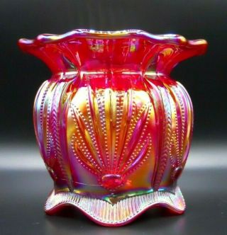 Rare Fenton Sunset Red Cactus Carnival Glass Spittoon
