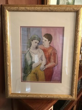 Pablo Picasso Signed “the Lovers " Rare 1st Run Print Framed & Matted 20” X 16”